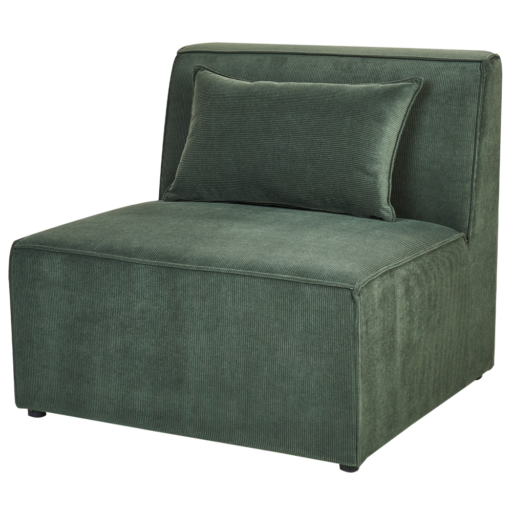 Chaise Lounge imbottita in velluto a coste verde scuro a due pezzi design moderno salotto soggiorno