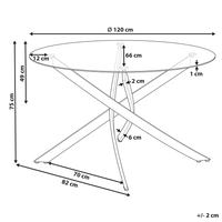Tavolo da pranzo rotondo piano in vetro temperato gambe in argento ⌀ 120 elegante glamour