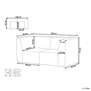 Divano modulare 2 posti con Ottomana in Velluto a coste tortora stile classico soggiorno