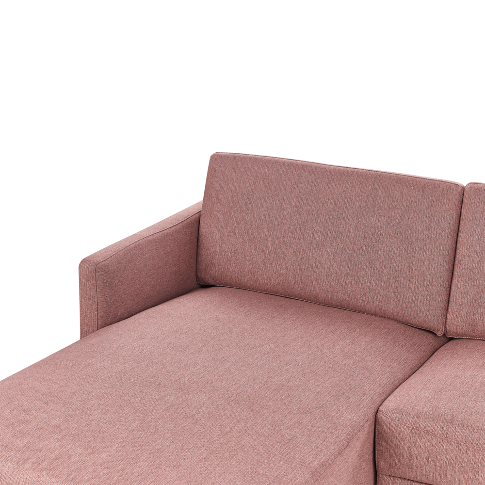 Divano angolare in poliestere rosa 192 x 155 Divano a 2 posti imbottito con gambe in metallo, tessuto e schienale imbottito, moderno e minimalista