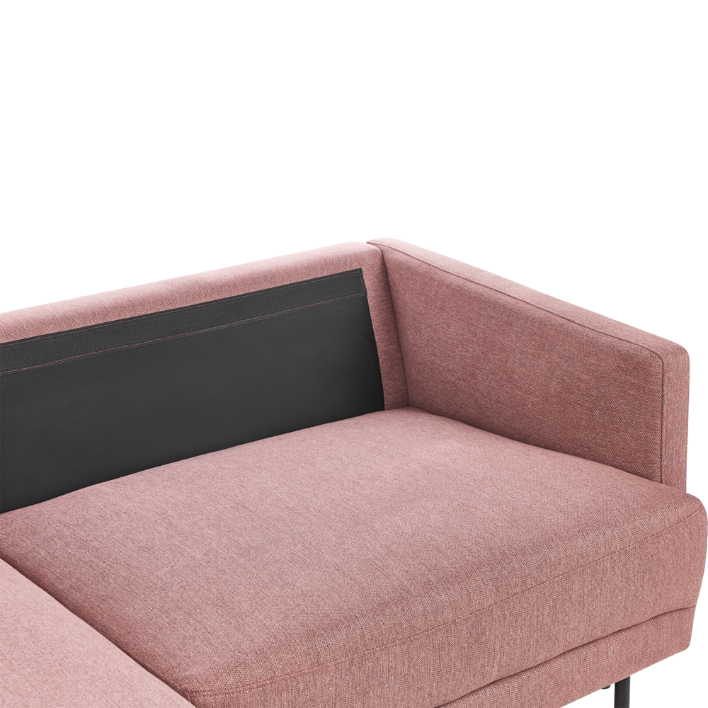 Divano angolare in poliestere rosa 192 x 155 Divano a 2 posti imbottito con gambe in metallo, tessuto e schienale imbottito, moderno e minimalista