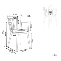 Set di 4 sedie da pranzo Seduta imbottita sintetica nera Schienale aperto in ecopelle con braccioli Soggiorno moderno minimalista