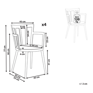 Set di 4 sedie da pranzo Seduta imbottita sintetica nera Schienale aperto in ecopelle con braccioli Soggiorno moderno minimalista