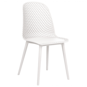 Set di 4 sedie da pranzo Seduta e gambe sintetiche bianco Schienale a rete aperto Design moderno e minimalista