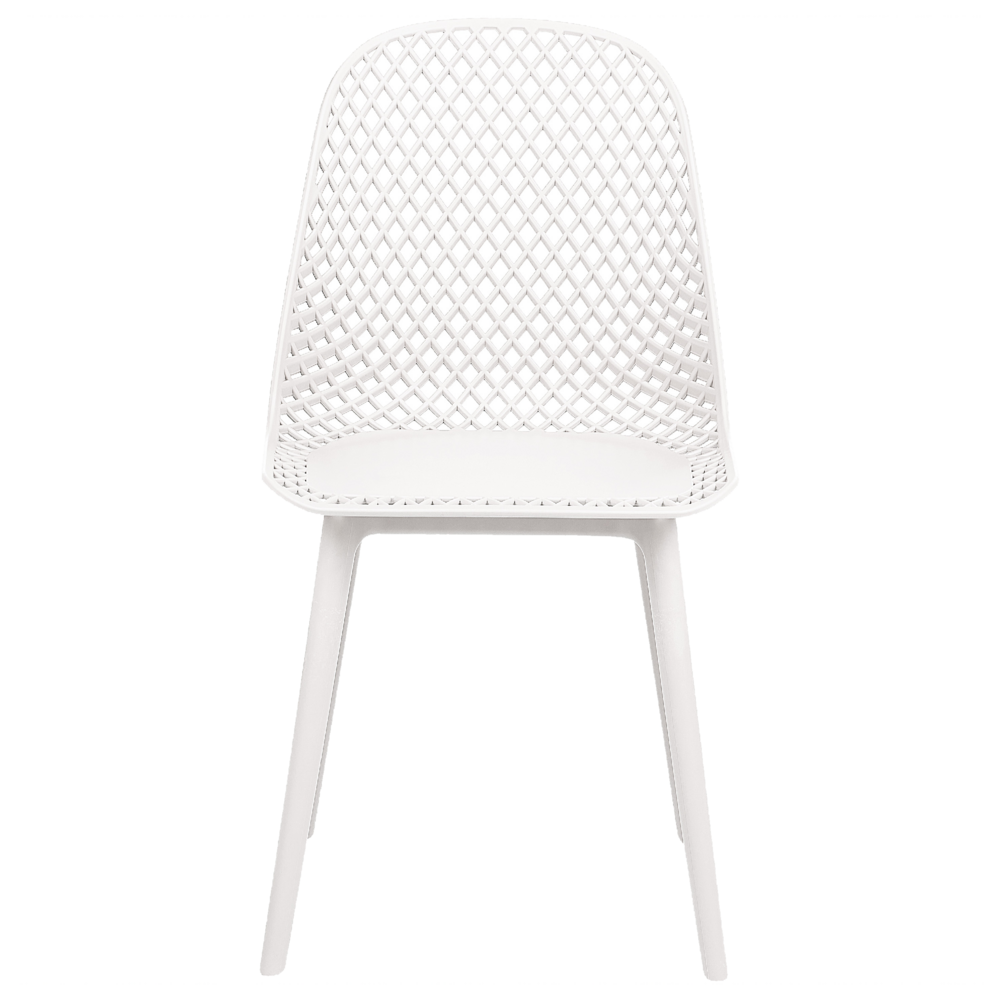 Set di 4 sedie da pranzo Seduta e gambe sintetiche bianco Schienale a rete aperto Design moderno e minimalista