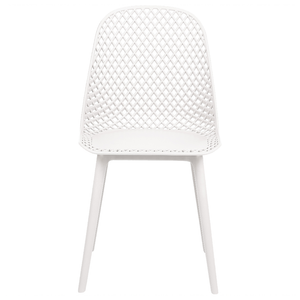Set di 4 sedie da pranzo Seduta e gambe sintetiche bianco Schienale a rete aperto Design moderno e minimalista