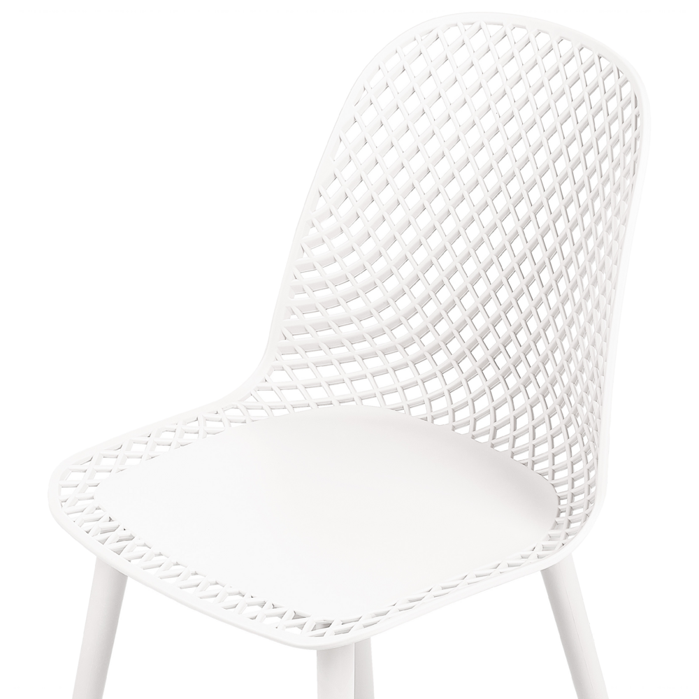 Set di 4 sedie da pranzo Seduta e gambe sintetiche bianco Schienale a rete aperto Design moderno e minimalista