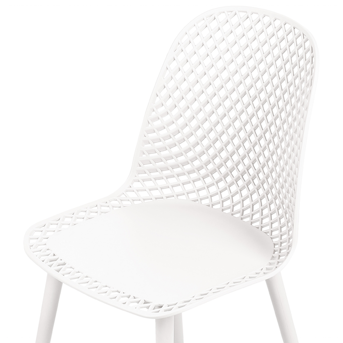 Set di 4 sedie da pranzo Seduta e gambe sintetiche bianco Schienale a rete aperto Design moderno e minimalista