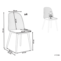 Set di 4 sedie da pranzo Seduta e gambe sintetiche bianco Schienale a rete aperto Design moderno e minimalista