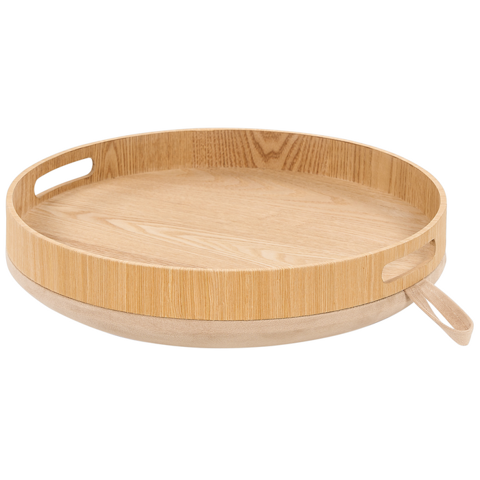 Pouf in velluto imbottito beige con vassoio contenitore stile glamour elegante soggiorno camera da letto