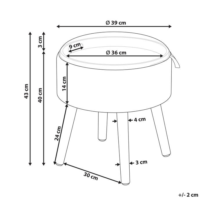 Pouf in velluto imbottito beige con vassoio contenitore stile glamour elegante soggiorno camera da letto