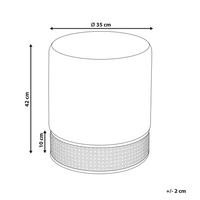 Pouf imbottito in velluto arancione e rattan intrecciato a forma di anello solido glamour