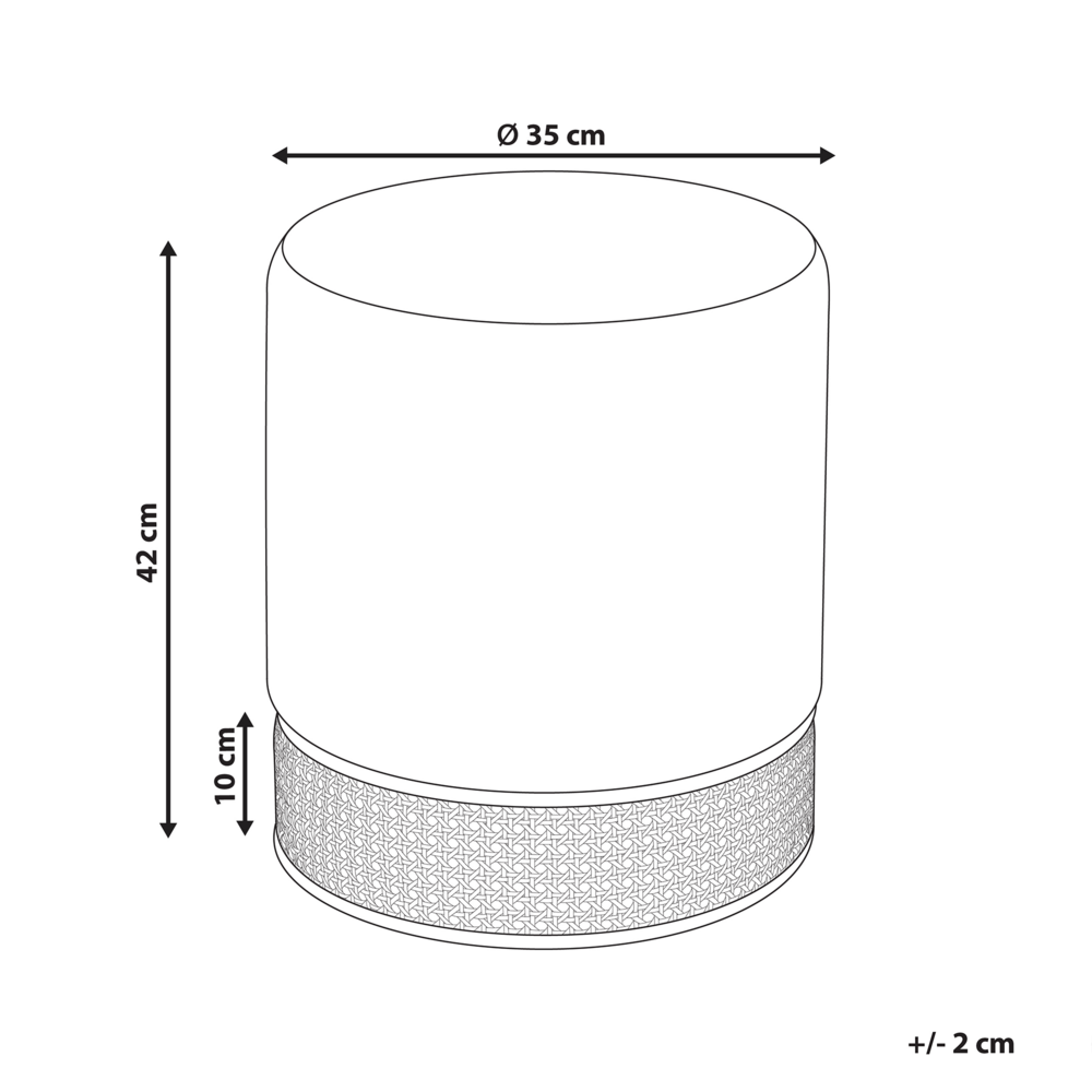 Pouf imbottito in velluto rosa e rattan intrecciato a forma di anello solido glamour