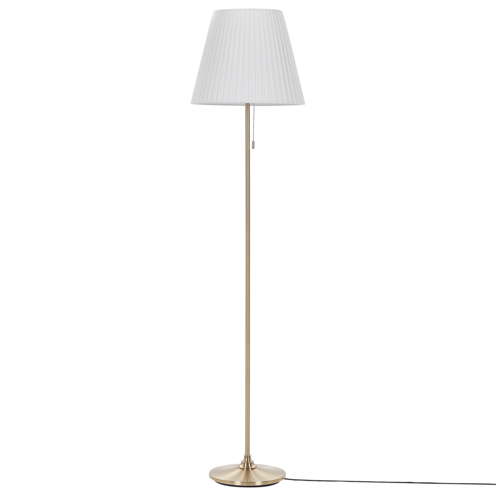 Lampada da terra Ottone Bianco Poliestere Ferro 148 cm Impero Paralume Luce Camera da letto Soggiorno Retro Classico