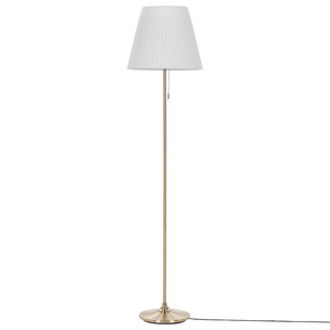 Lampada da terra Ottone Bianco Poliestere Ferro 148 cm Impero Paralume Luce Camera da letto Soggiorno Retro Classico