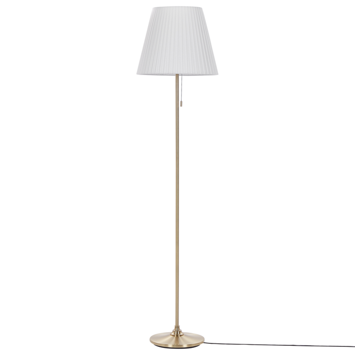 Lampada da terra Ottone Bianco Poliestere Ferro 148 cm Impero Paralume Luce Camera da letto Soggiorno Retro Classico