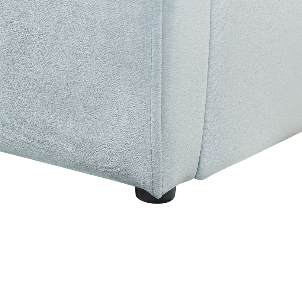 Letto con Contenitore in Velluto azzurro, Misura Singola 90 x 200 cm Design Minimalista Retro con Testiera a Mezza Luna con contenitore