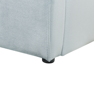 Letto con Contenitore in Velluto azzurro, Misura Singola 90 x 200 cm Design Minimalista Retro con Testiera a Mezza Luna con contenitore