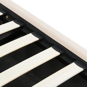 Letto con Contenitore in Velluto beige, Misura Singola 90 x 200 cm Design Minimalista Retro con Testiera a Mezza Luna con contenitore