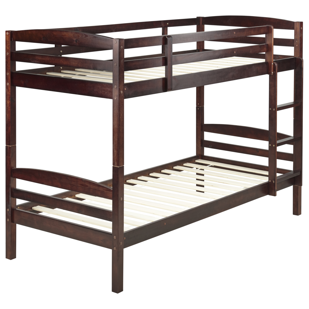 Letto a castello letto doppio in legno di pino scuro singola misura 90 x 200 per bambini in cameretta