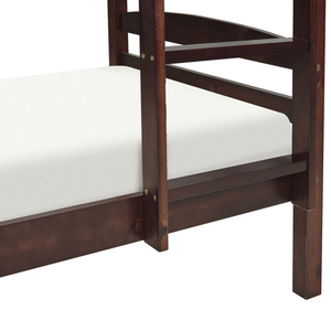 Letto a castello letto doppio in legno di pino scuro singola misura 90 x 200 per bambini in cameretta