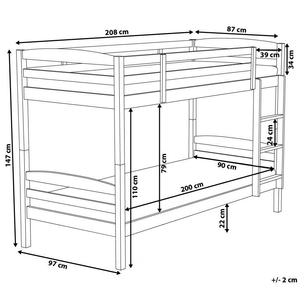Letto a castello letto doppio in legno di pino grigio singola misura 90 x 200 per bambini in cameretta