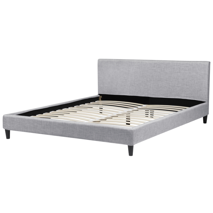 Letto 180 x 200 cm con rete a doghe in tessuto grigio contemporanea