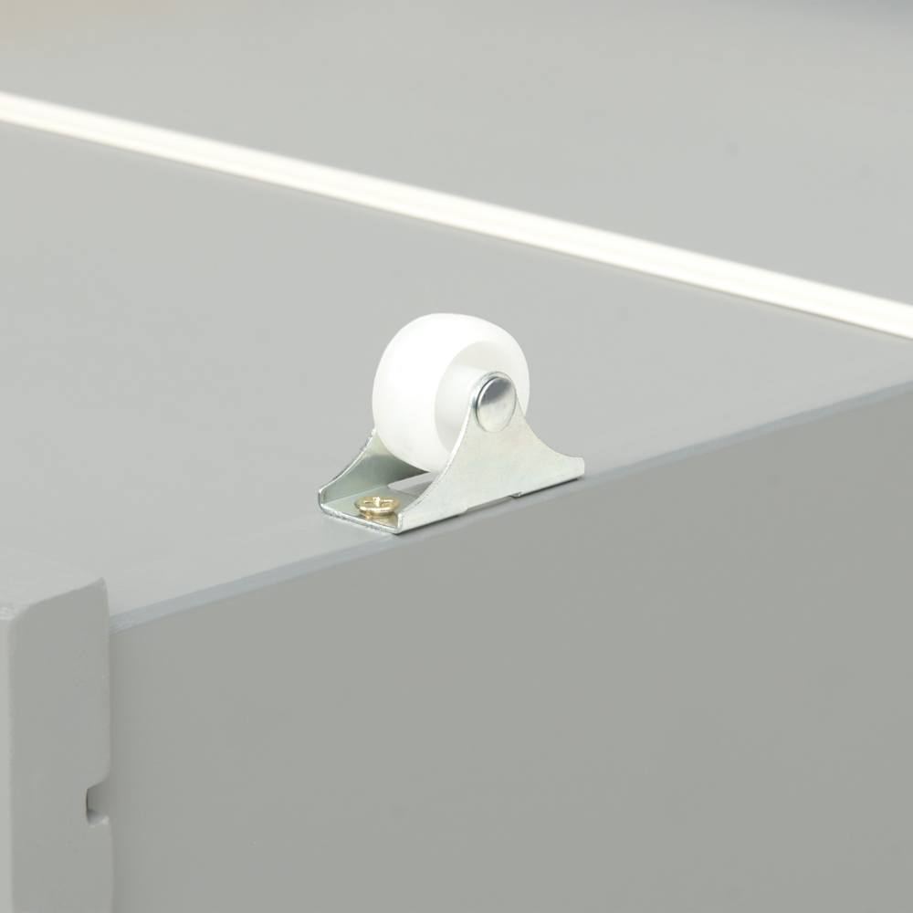 Set di 2 cassetti letto contenitore sottoletto in legno massello grigio con ruote