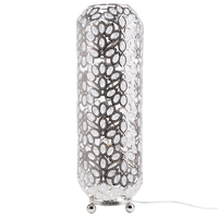 Lampada da Terra Argento Metallo Forma Cilindrica 70 cm Motivo Floreale Glam