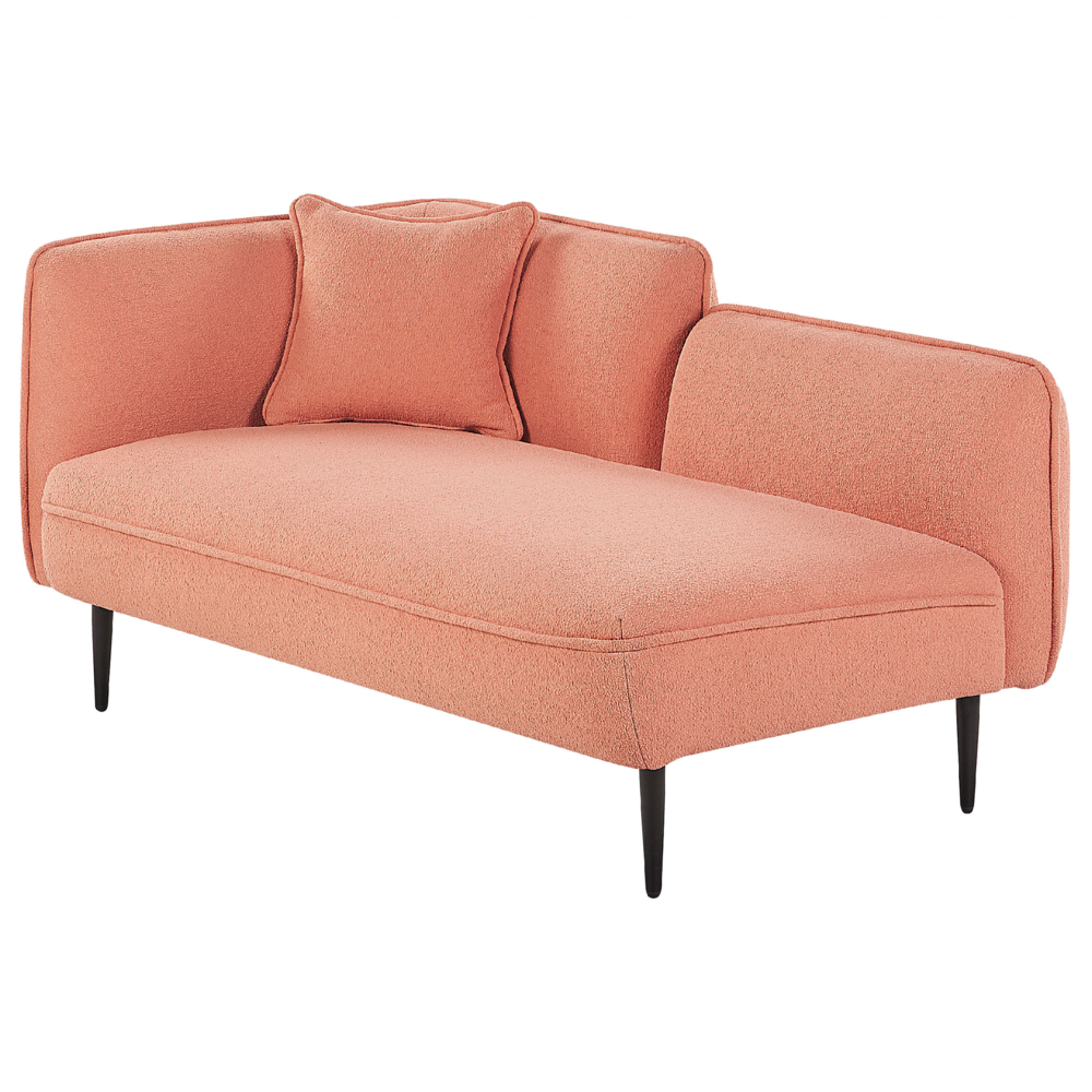 Chaise longue Sinistra in poliestere rosa pesca con cuscino e gambe metallo da salotto