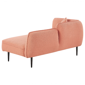 Chaise longue Sinistra in poliestere rosa pesca con cuscino e gambe metallo da salotto