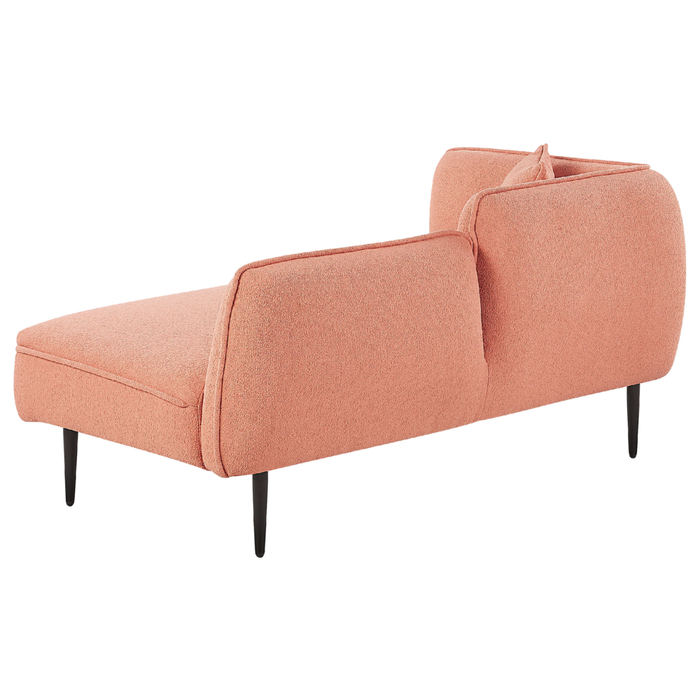 Chaise longue Sinistra in poliestere rosa pesca con cuscino e gambe metallo da salotto