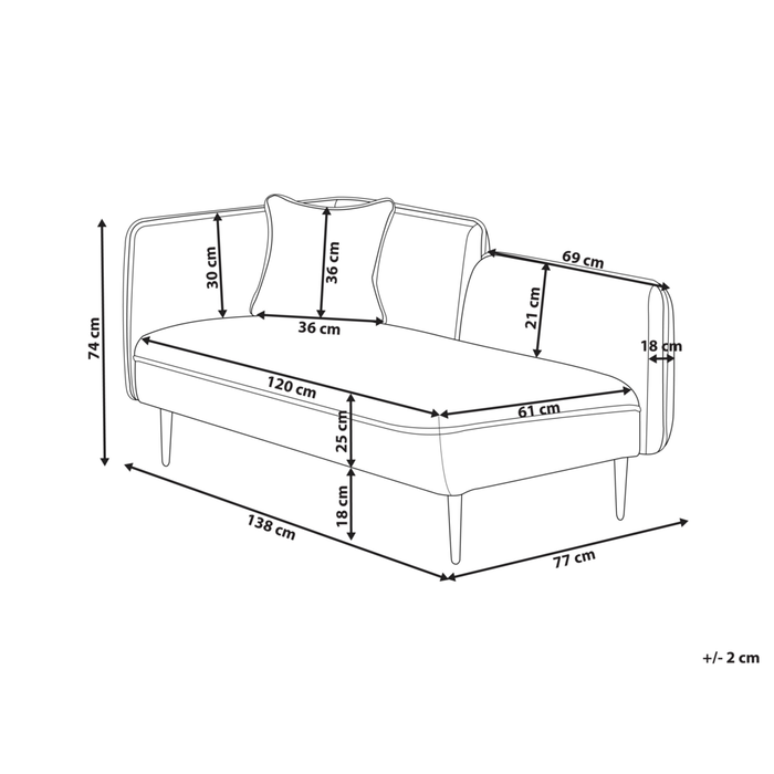 Chaise longue Sinistra in poliestere rosa pesca con cuscino e gambe metallo da salotto