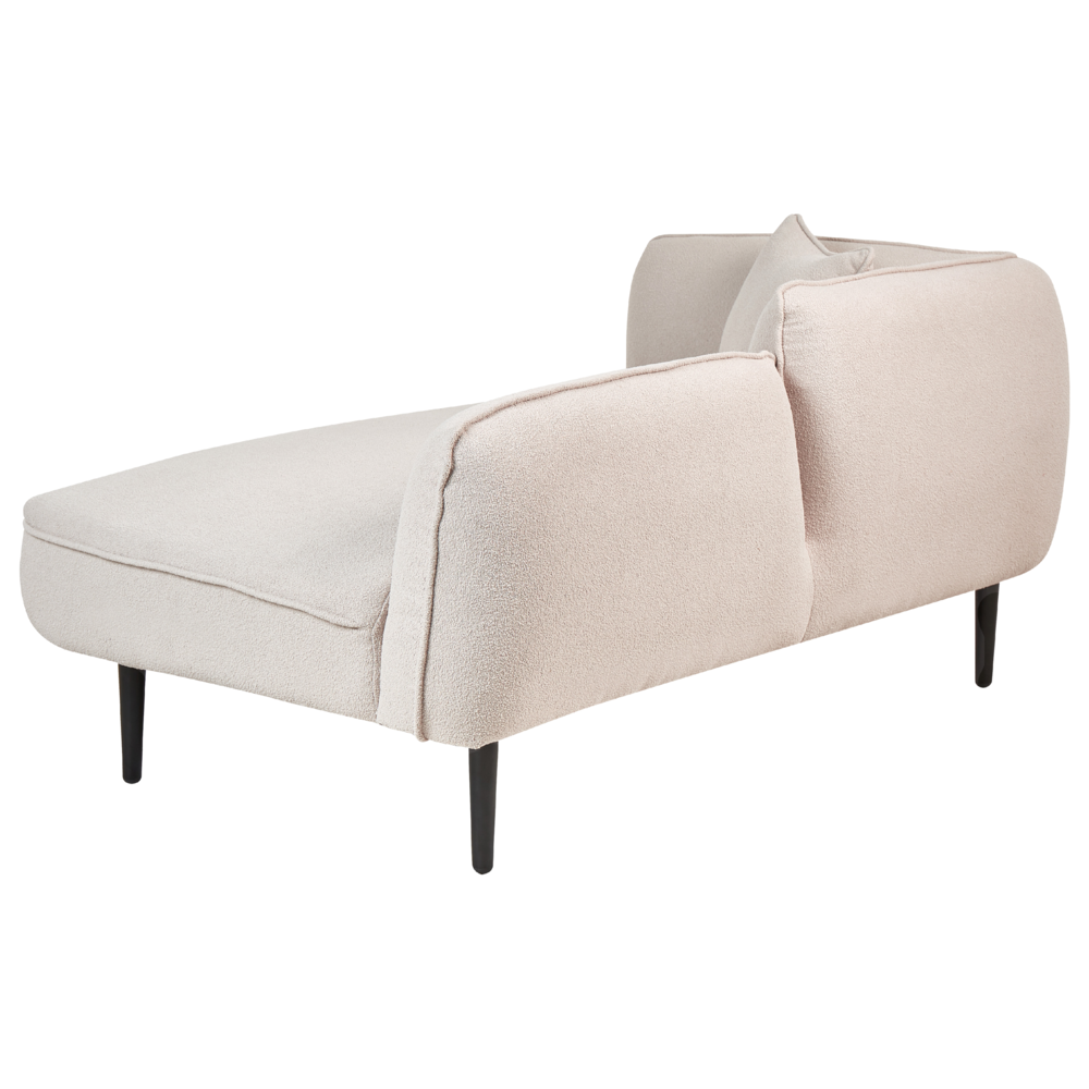 Chaise longue Sinistra in poliestere beige chiaro con cuscino e gambe metallo da salotto