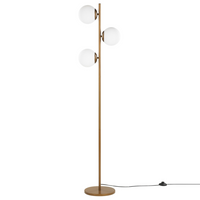 Lampada da Terra in Metallo dorato 3 punti luce Tonalità Bianche Rotonde design moderno contemporaneo
