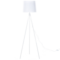Lampada da terra in metallo bianco 149 cm treppiede paralume in policotone con paralume a tamburo dal design moderno