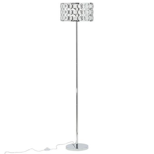 Lampada da pavimento in color argento e cristallo moderna in stile glam salotto camera da letto ingresso cameretta