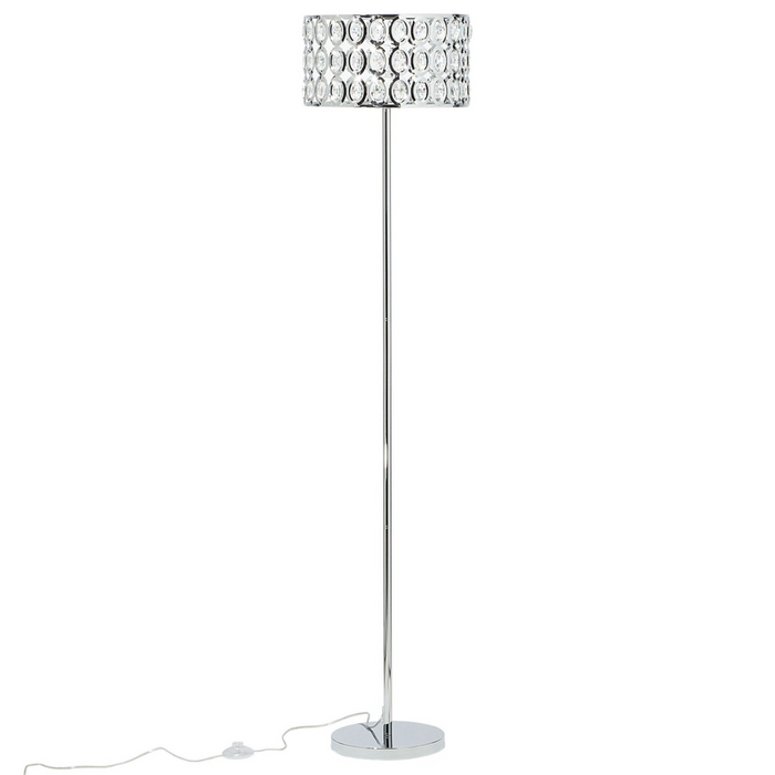 Lampada da pavimento in color argento e cristallo moderna in stile glam salotto camera da letto ingresso cameretta