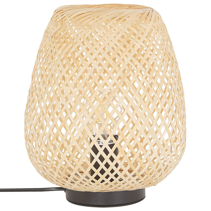 Lampada da tavolo in legno chiaro di bambù 30 cm Accessorio per la casa in stile boho