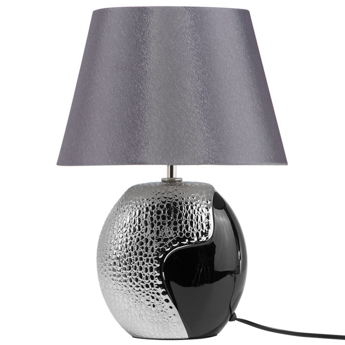 Lampada da Tavolo in Ceramica Argento 42H cm Base Decorativa Transizionale