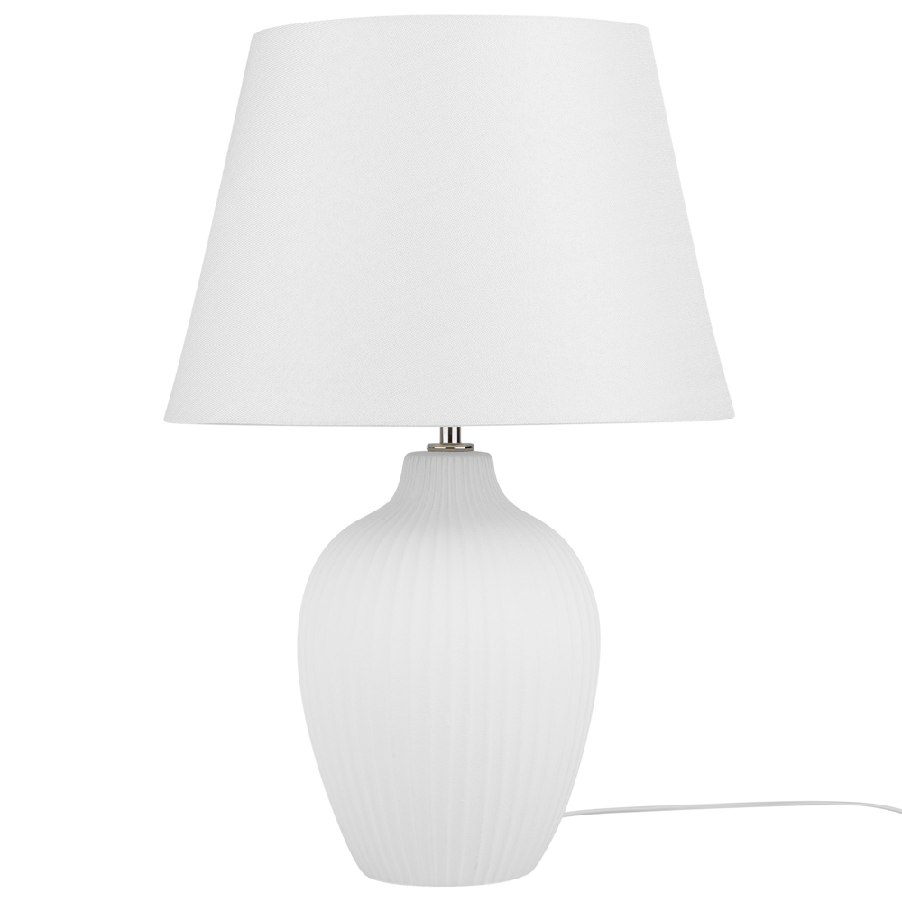 Lampada da Tavolo in Ceramica Bianca 52 cm Paralume Impero Comodino Soggiorno Camera da Letto Illuminazione Stile Retrò