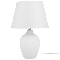 Lampada da Tavolo in Ceramica Bianca 52 cm Paralume Impero Comodino Soggiorno Camera da Letto Illuminazione Stile Retrò