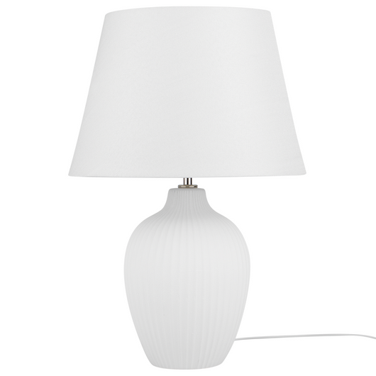 Lampada da Tavolo in Ceramica Bianca 52 cm Paralume Impero Comodino Soggiorno Camera da Letto Illuminazione Stile Retrò