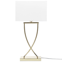 Lampada da Tavolo Metallo dorato Bianco Paralume paralume in policotone Rettangolare 62H cm Soggiorno Moderno