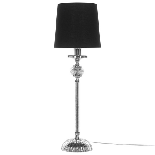 Lampada da tavolo Base in metallo argento Paralume impero Nero Paralume in vetro
