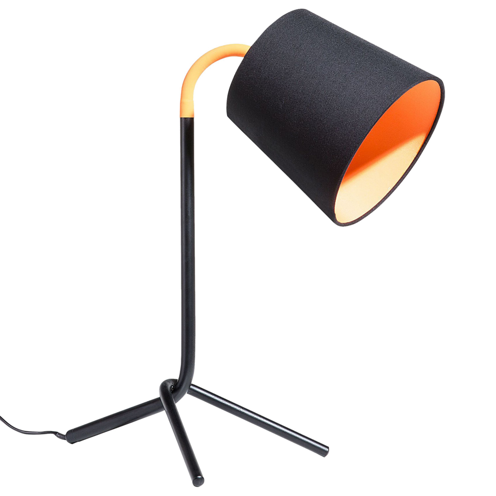 Lampada da Tavolo Nera con Base Treppiede in Metallo Arancio 42H cm Lampada da Notte di Design Moderno