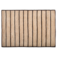 Tappeto tappetino Tappeto Nero e Beige Cotone Juta Rigato 140 x 200 cm Rustic Boho