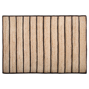 Tappeto tappetino Tappeto Nero e Beige Cotone Juta Rigato 140 x 200 cm Rustic Boho