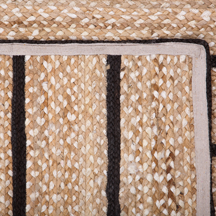 Tappeto tappetino Tappeto Nero e Beige Cotone Juta Rigato 140 x 200 cm Rustic Boho