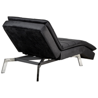 Chaise Longue Velluto nero e Poggiapiedi Regolabili Moderna Glamour